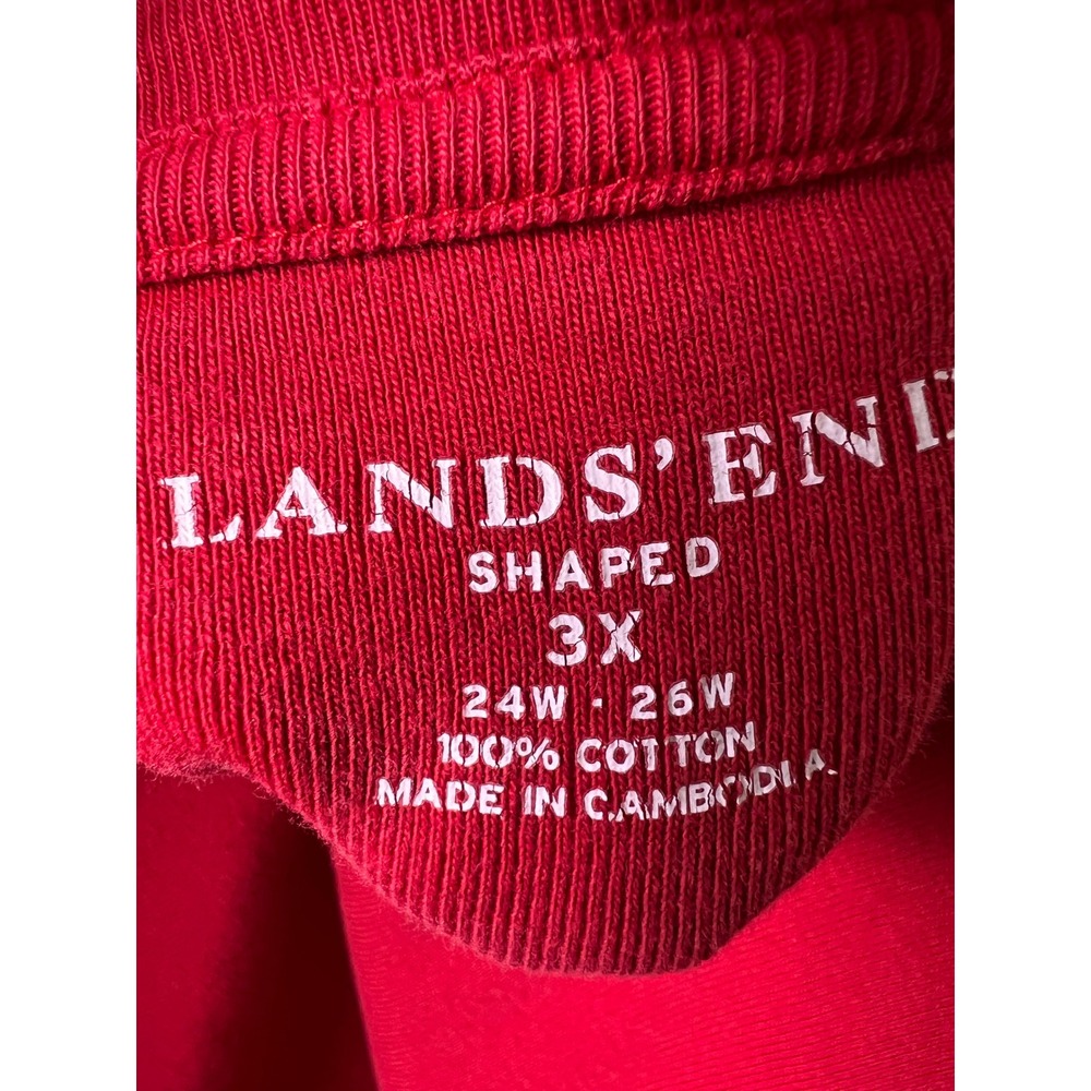 LL Bean Long Sleeve Tee Women XL Red Excellent V-Neck Cotton Casual Basic